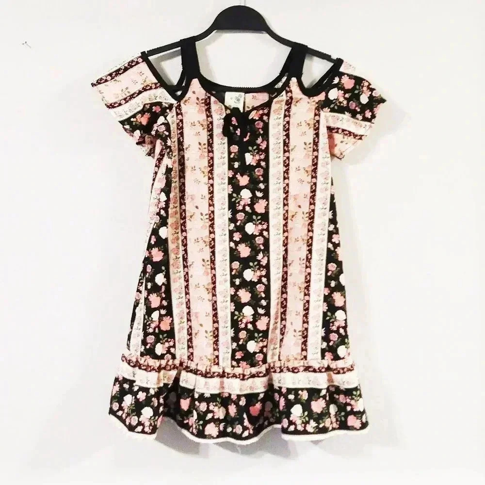 Lily Bleu Cold‎ Shoulder  Print Dress NWOT